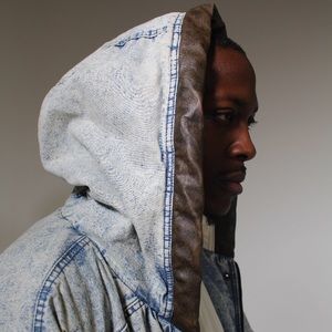 Vintage "Magazine" Denim Coat with Hood